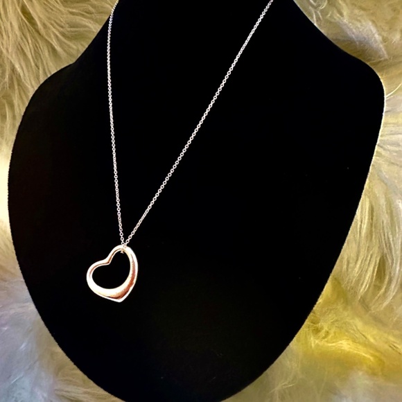 Authentic Tiffany & Co. Large Open Heart Long Pendant Necklace SS w/Dust Bag - Picture 2 of 6
